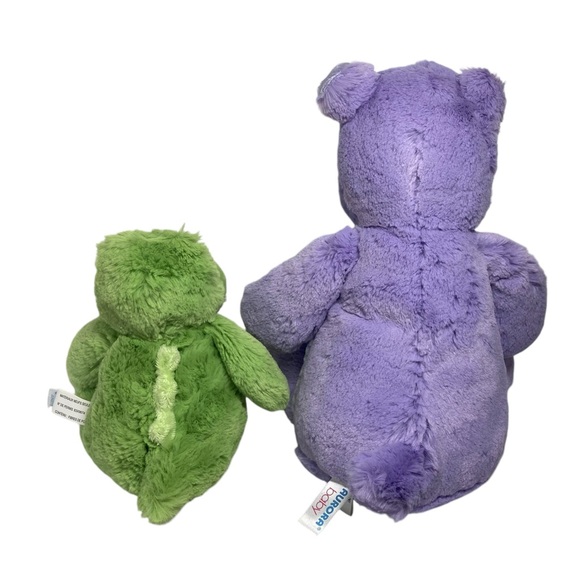 Set - 2 Aurora Baby Plush Purple Hippo Green Gator Stripes 8"-13" (NO Blankets) - Picture 3 of 10